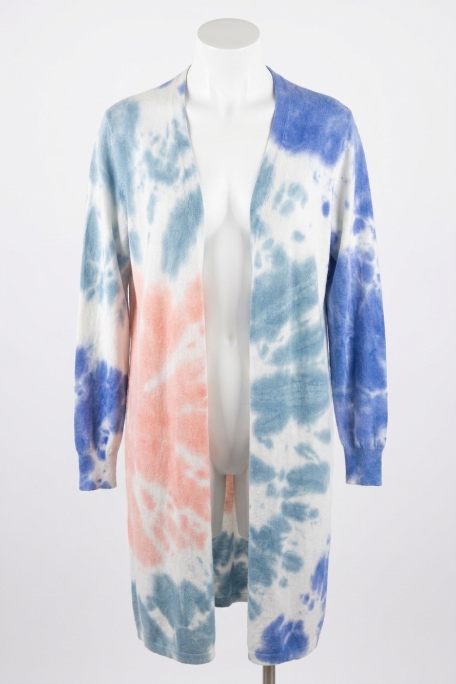 NEW MINNIE ROSE women's tie dye duster in blue/orange